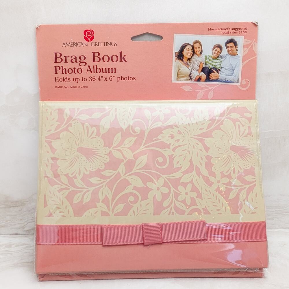 Vintage 90's Brag Book Photo Album Pink & Cream Floral Design Holds 4" x6" - New
